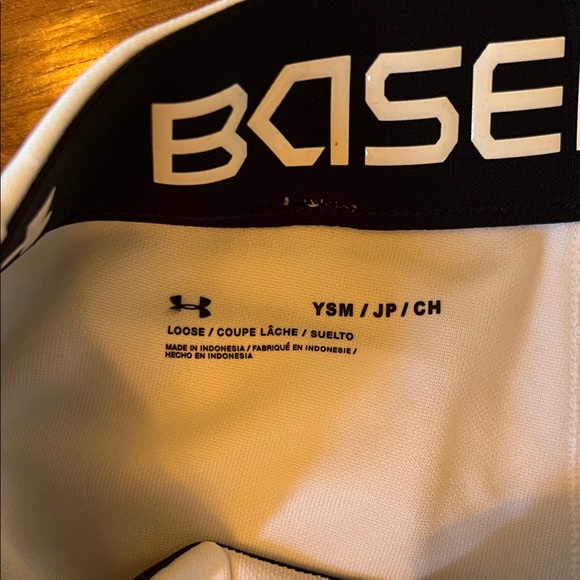 Under Armour Kids White Baseball Pants with Black Piping - Picture 2 of 3